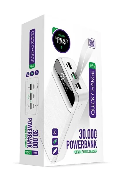 Powerway QC30 30000 mAh Hızlı Şarj Powerbank